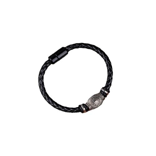 PU Cord Armbånd, Zinc Alloy, med PU, håndlavet, Unisex, sort, Solgt af PC