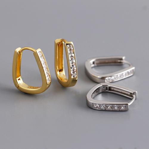 Cubic Zirconia Micro Pave Sterling Silver Earring 925 Sterling Silver micro pave cubic zirconia & for woman Sold By Pair