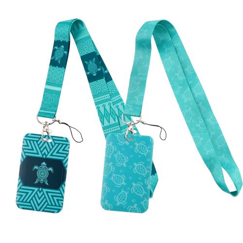 Polyester Lanyard Card Holder with Wax Cord & Plastic & Zinc Alloy multifunctional  green Sold By PC