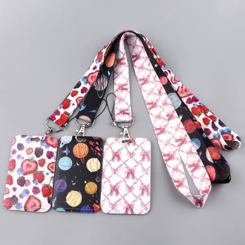 Polyester Lanyard Card Holder with Wax Cord & Plastic & Zinc Alloy multifunctional  Sold By PC