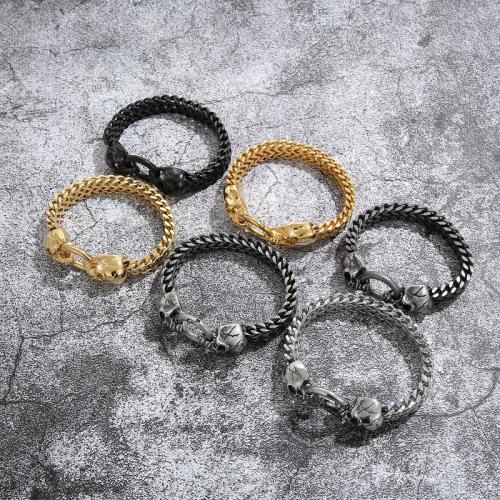 Stainless Steel Jewelry Bracelet 304 Stainless Steel Skull Vacuum Ion Plating  & for man Sold By PC