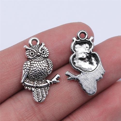 Zinc Alloy Animal Pendler, Owl, forgyldt, du kan DIY, flere farver til valg, 25x15mm, Solgt af PC