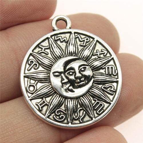 Zinc Alloy Pendants Round plated DIY Sold By PC