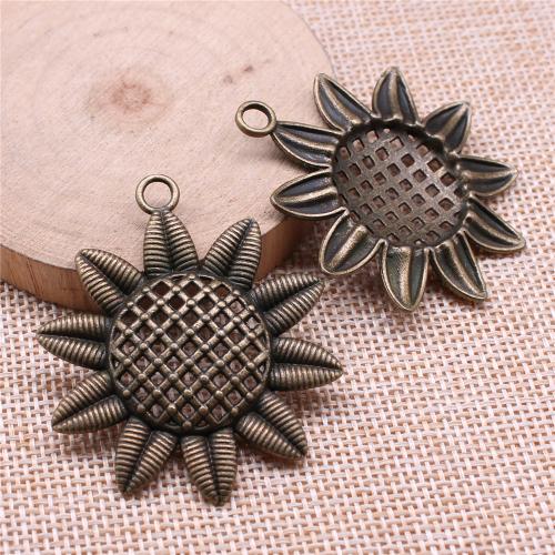 Zinc Alloy Flower Pendler, Solsikke, forgyldt, du kan DIY, flere farver til valg, 49x43mm, Solgt af PC