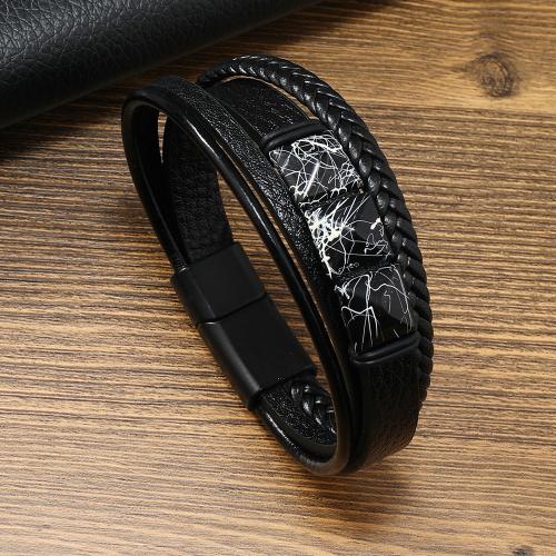 Leer Armband, handgemaakt, multilayer & gotische stijl & voor de mens, meer kleuren voor de keuze, Lengte Ca 8.3 inch, Verkocht door PC