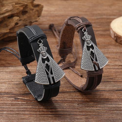 Leather Bracelet with Zinc Alloy handmade Unisex Sold By PC