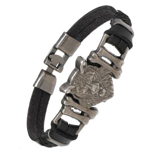 Leather Bracelet with Zinc Alloy handmade punk style & Unisex Length Approx 8.26 Inch Sold By PC