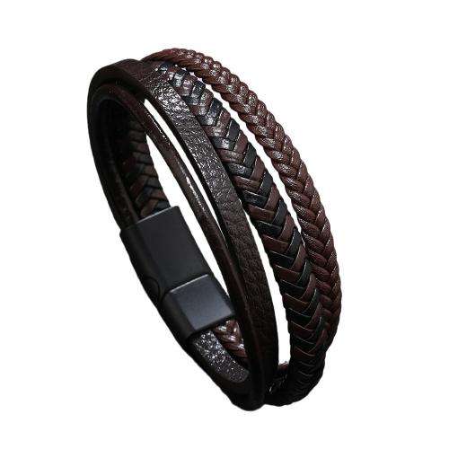 PU Leather Bracelet handmade multilayer & Unisex Random Color Length Approx 8.26 Inch Sold By PC