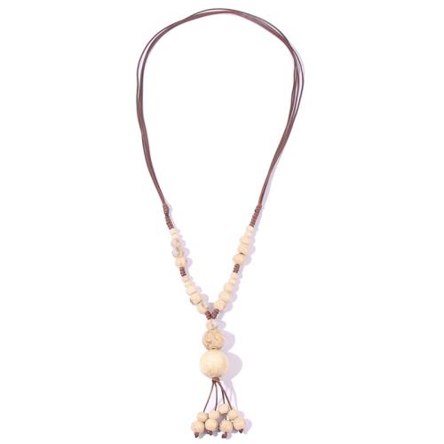 Sweater Chain Necklace Porcelain fashion jewelry & for woman beige Length Approx 75 cm Sold By PC