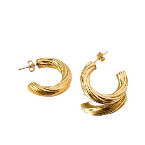 Pendientes de Acero Inoxidable, acero inoxidable 304, 18K chapado en oro, Joyería & para mujer, dorado, 25mm, Vendido por Par