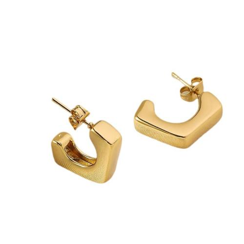 Roestvrij staal Stud Earrings, 304 roestvrij staal, 18K verguld, mode sieraden & voor vrouw, gouden, 20mm, Verkocht door pair