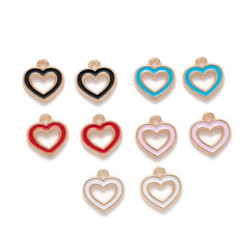 Zinc Alloy émail Pendants, alliage de zinc, coeur, DIY, plus de couleurs à choisir, 14x15mm, 10PC/sac, Vendu par sac