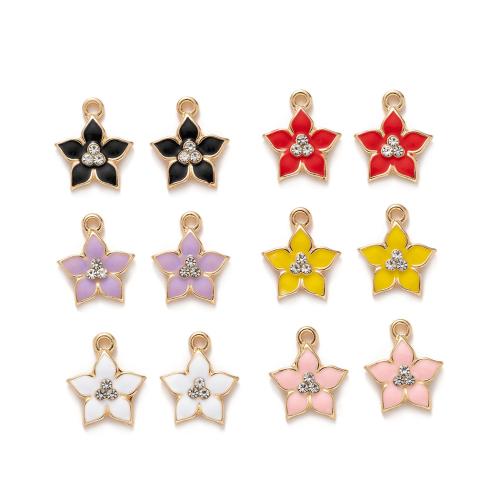 Zinc Alloy Enamel Pendants petals DIY & with rhinestone Sold By Bag