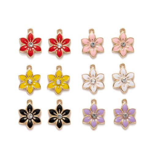 Zinc Alloy émail Pendants, alliage de zinc, Pétales, DIY & avec strass, plus de couleurs à choisir, 12.60x17mm, 10PC/sac, Vendu par sac