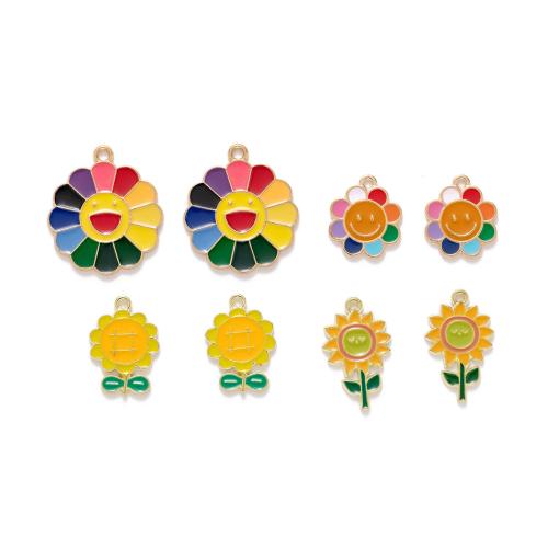 Zinc Alloy Enamel Pendants Flower DIY Sold By Bag