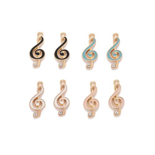 Zinc Alloy Enamel Pendants Music Note DIY & with rhinestone Sold By Bag