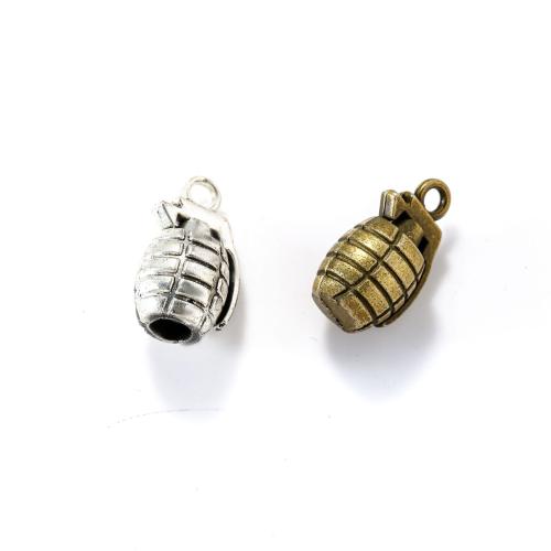 Sinc Alloy Pendants, grenade, plátáilte, DIY, dathanna níos mó le haghaidh rogha, nicil, luaidhe & caidmiam saor in aisce, 22x11mm, Thart 100ríomhairí pearsanta/Mála, Díolta De réir Mála