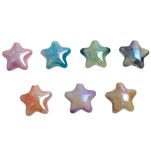 grânulos acrílicos Chapeados, acrilico, Estrela, Revestimento UV, DIY, Mais cores pare escolha, 20x10mm, Buraco:Aprox 3mm, Aprox 100PCs/Bag, vendido por Bag