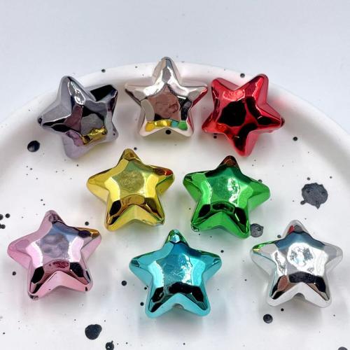 grânulos acrílicos Chapeados, acrilico, Estrela, Revestimento UV, DIY, Mais cores pare escolha, 18x19mm, Buraco:Aprox 2.5mm, Aprox 100PCs/Bag, vendido por Bag