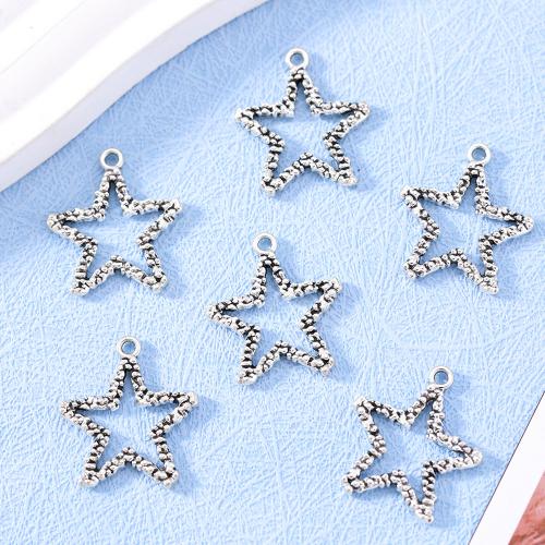 Cink Alloy Star Privjesak, Zvijezda, srebrne boje pozlaćen, možete DIY, nikal, olovo i kadmij besplatno, 25x21mm, Približno 100računala/Torba, Prodano By Torba