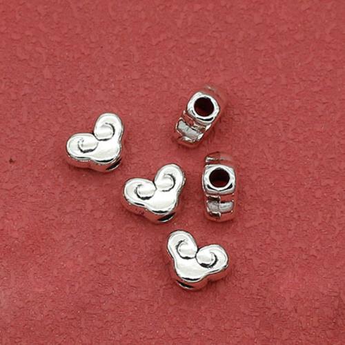 Zinc Alloy Spacer Kralen, Wolk, silver plated, DIY, nikkel, lood en cadmium vrij, 10x7x5mm, Gat:Ca 2.3mm, Ca 200pC's/Bag, Verkocht door Bag