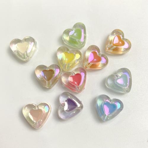 Plated Acrylic Beads Heart colorful plated DIY & enamel Approx 2mm Approx Sold By Bag