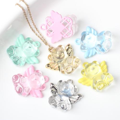 Resin Zinc Alloy Pendants with Resin Bear plated DIY nickel lead & cadmium free Sold By Bag