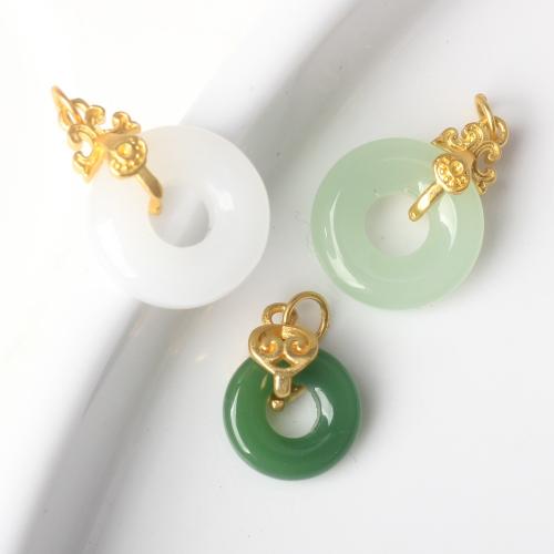 Resin Zinc Alloy Pendants with Resin Round gold color plated DIY nickel lead & cadmium free Sold By Bag