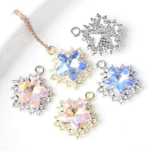 Zinc Alloy Pendants Snowflake plated DIY & micro pave cubic zirconia nickel lead & cadmium free Sold By Bag