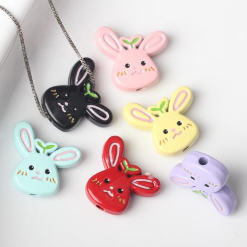 Zinc Alloy Animal Beads Rabbit painted DIY nickel lead & cadmium free Sold By Bag