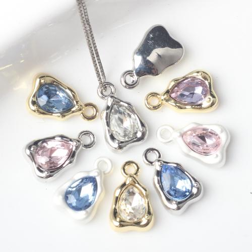 Zinc Alloy Pendants plated DIY & micro pave cubic zirconia nickel lead & cadmium free Sold By Bag