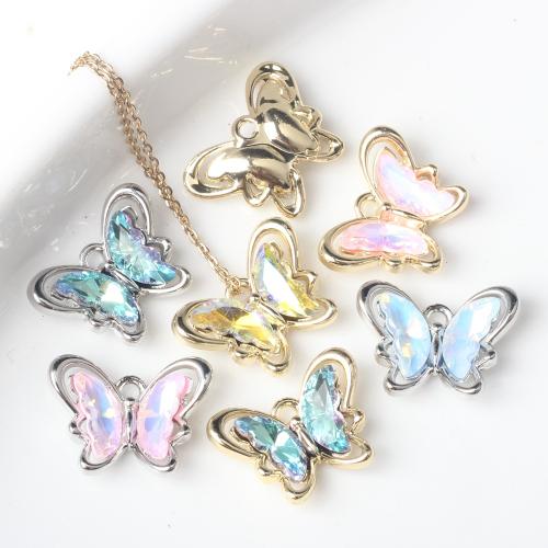 Resin Zinc Alloy Pendler, med Resin, Butterfly, forgyldt, du kan DIY, flere farver til valg, nikkel, bly & cadmium fri, 18x14mm, 100pc'er/Bag, Solgt af Bag