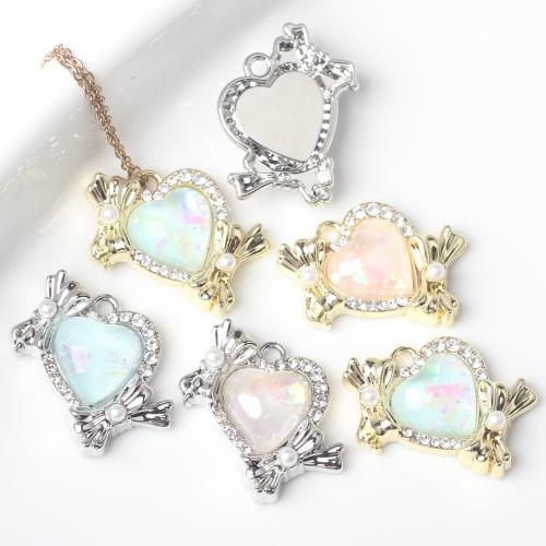 Resin Zinc Alloy Pendler, med Resin, Heart, forgyldt, du kan DIY, flere farver til valg, nikkel, bly & cadmium fri, 19x19mm, 100pc'er/Bag, Solgt af Bag