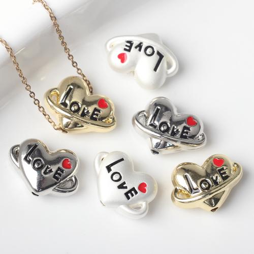 Zinklegering Heart Beads, Zinc Alloy, Hart, plated, DIY, meer kleuren voor de keuze, nikkel, lood en cadmium vrij, 14x10mm, 100pC's/Bag, Verkocht door Bag