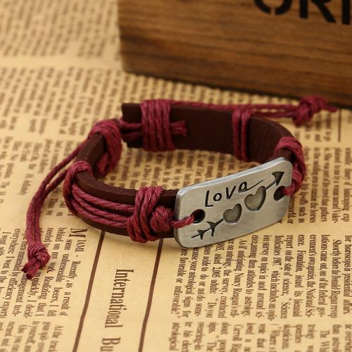 PU Leather Cord Bracelets with Zinc Alloy fashion jewelry & Unisex strip is 1.2CM wide 17CM long and the drawstring is 9-10CM long Sold By PC