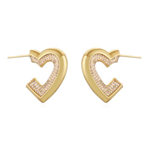 Cubic Zirconia Micro Pave Brass Earring plated fashion jewelry & micro pave cubic zirconia nickel lead & cadmium free Sold By Pair