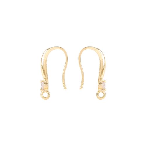 Brass Hook Earwire real gold plated DIY & micro pave cubic zirconia golden Sold By Pair