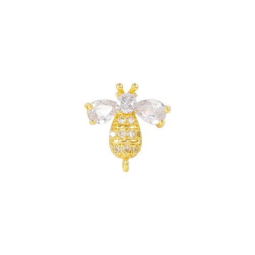 Cubic Zirconia Micro Pave Brass Pendant Bee real gold plated DIY & micro pave cubic zirconia golden Sold By PC