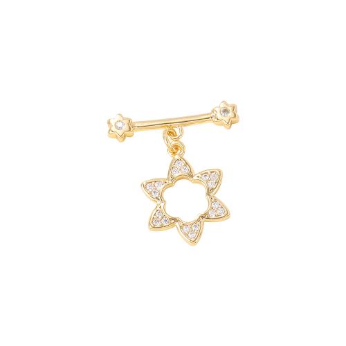 Brass Toggle Clasp real gold plated DIY & micro pave cubic zirconia golden The O buckle is and the T buckle is Sold By PC