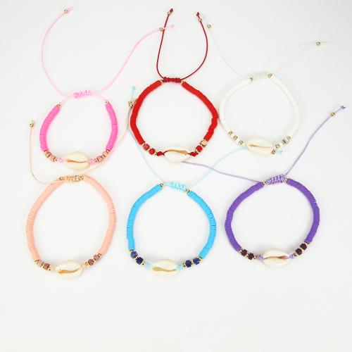 Fashion Create Wax Cord Bracelets Shell with Polymer Clay & Wax Cord 12 pieces & Unisex Length Approx 16 cm Sold By Set