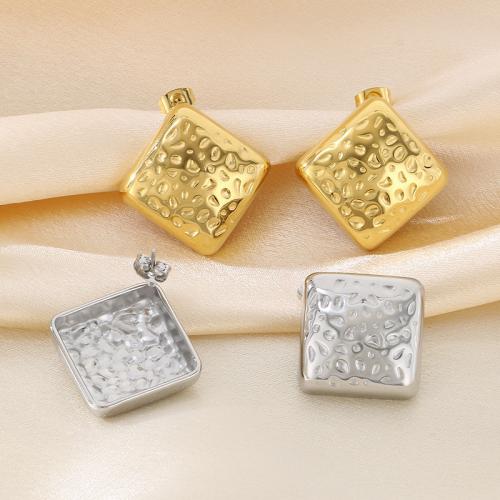 Stainless Steel Stud Earrings 304 Stainless Steel Square Vacuum Ion Plating for woman Sold By Pair