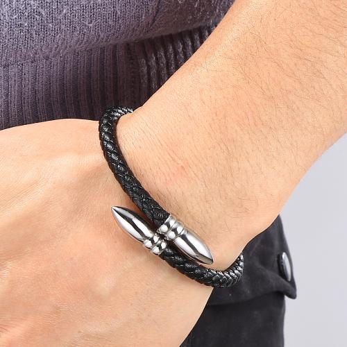 PU Schnur Armbänder, 316 Edelstahl, mit PU Leder, verschiedenen Materialien für die Wahl & unisex & verschiedene Größen vorhanden, keine, verkauft von PC