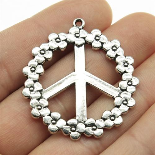 Zinc Alloy Pendants Peace Logo plated DIY 38mm Sold By PC