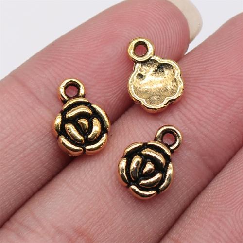 Zinc Alloy Flower Pendler, antik guld farve forgyldt, du kan DIY, 11x8mm, Solgt af PC