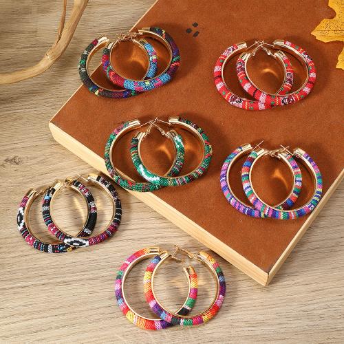 Cloth Hoop Earring with Iron handmade Bohemian style & for woman 60mm Sold By Pair