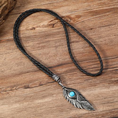 alliage de zinc collier, avec cuir PU & turquoise synthétique, avec 2inch chaînes de rallonge, fait à la main, Vintage & styles différents pour le choix & pour homme, Longueur Environ 24.4 pouce, Vendu par PC