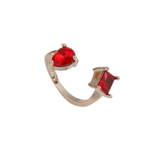 cobre Cuff Ring Finger, Padrão Geométrico, cromado de cor platina, micro pavimento em zircônia cúbica & para mulher, tamanho:5.5, vendido por PC