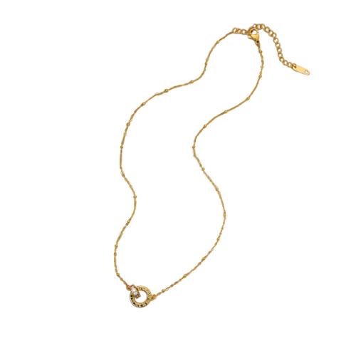 laiton collier, avec 2.36inch chaînes de rallonge, beignet, Placage de couleur d'or, avec chiffre romain & pavé de micro zircon & pour femme, Longueur Environ 15.9 pouce, Vendu par PC