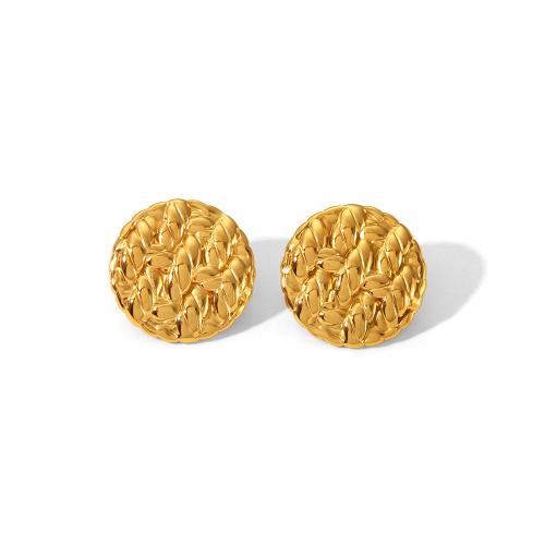 Roestvrij staal Stud Earrings, 304 roestvrij staal, mode sieraden & voor vrouw, gouden, 21x21mm, Verkocht door pair