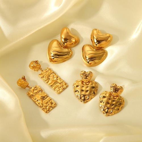 Roestvrij staal Stud Earrings, 304 roestvrij staal, mode sieraden & verschillende stijlen voor de keuze & voor vrouw, gouden, Verkocht door pair